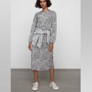 ZARA Animal Print Semi-Sheer Midi Dress Size Medium